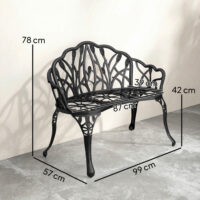 Gartenbank 2-Sitzer wetterfest mit Blumenmotiv Aluminium