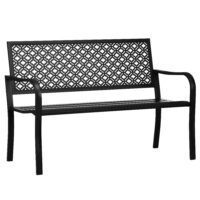 Gartenbank 2-Sitzer wetterfest mit Blumenmuster Metall schwarz