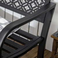 Gartenbank 2-Sitzer wetterfest mit Blumenmuster Metall schwarz