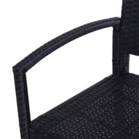 Schwarze 2-Sitzer Gartenbank aus Polyrattan, Maße 122x60x87cm.