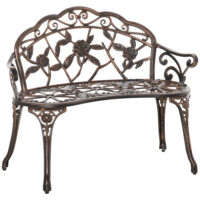 Gartenbank 2-Sitzer Retro mit Blumenmuster Metall bronze