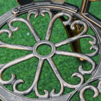 Gartenbank 2-Sitzer Retro mit Blumenmuster Metall bronze