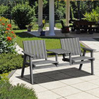 Gartenbank Sitzgruppe mit Tisch und Regenschirmloch Massivholz