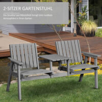 Gartenbank Sitzgruppe mit Tisch und Regenschirmloch Massivholz