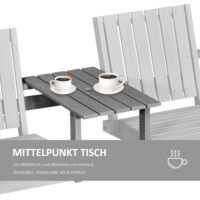 Gartenbank Sitzgruppe mit Tisch und Regenschirmloch Massivholz