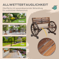 Braune 2-Sitzer Gartenbank aus Tannenholz im Landhausstil.