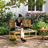 Gartenbank 2-Sitzer wetterfest mit verstellbarer Rückenlehne Holz