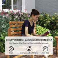 Gartenbank 2-Sitzer wetterfest mit verstellbarer Rückenlehne Holz