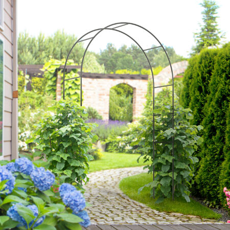 Gartenbogen Rankhilfe für Rosen und Kletterpflanzen Metall schwarz