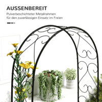 Gartenbogen Rankhilfe Vintage für Rosen und Pflanzen Metall schwarz