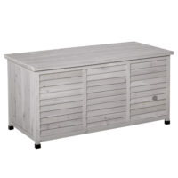 Garten Aufbewahrungsbox Kissenbox belüftet Holz grau