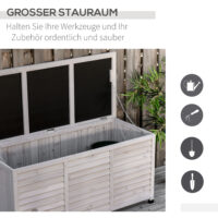 Garten Aufbewahrungsbox Kissenbox belüftet Holz grau