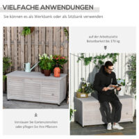 Garten Aufbewahrungsbox Kissenbox belüftet Holz grau