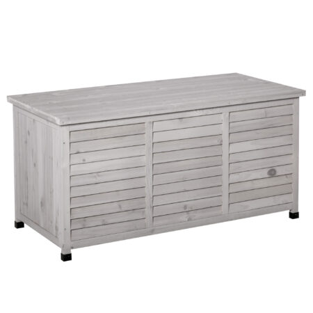 Garten Aufbewahrungsbox Kissenbox belüftet Holz grau