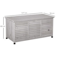 Garten Aufbewahrungsbox Kissenbox belüftet Holz grau