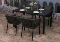 Gartengarnitur aus Aluminium anthrazit 5-teilig wetterfest mit Kissen