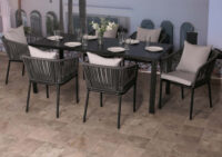 Gartengarnitur aus Aluminium anthrazit Tisch 180x80 cm mit 6 Stühlen