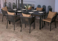 Gartengarnitur Set aus Aluminium anthrazit Tisch und 6 Stühle wetterfest