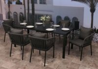 Gartengarnitur 7-teilig aus Aluminium anthrazit wetterfest mit Kissen