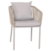 Gartengarnitur 7-teilig aus Aluminium grau mit Seilgeflecht wetterfest