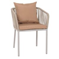 Gartengarnitur aus Aluminium mit Seilgeflecht grau Tisch und 4 Stühle