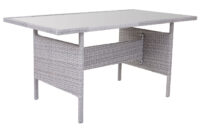 Poly-Rattan Gartengarnitur Lounge Esstisch Set hellgrau mit cremefarbenen Kissen