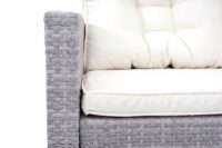 Poly-Rattan Gartengarnitur Lounge Esstisch Set hellgrau mit cremefarbenen Kissen
