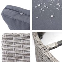 Runde Poly-Rattan Gartengarnitur grau mit dunkelgrauen Polstern