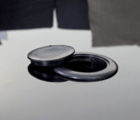 Runde Poly-Rattan Gartengarnitur grau mit dunkelgrauen Polstern