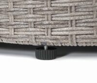 Runde Poly-Rattan Gartengarnitur grau mit dunkelgrauen Polstern