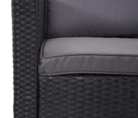 Polyrattan Gartengarnitur schwarz mit Esstisch und dunkelgrauen Kissen