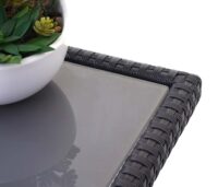 Polyrattan Gartengarnitur schwarz mit Esstisch und dunkelgrauen Kissen