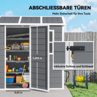 Gartenhaus wetterfest mit Boden Fenster und abschliessbarer Tür Kunststoff grau