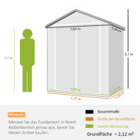 Gartenhaus Metall abschliessbar mit Doppeltür und Fenster grau