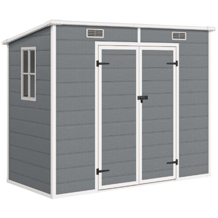 Gartenhaus Kunststoff mit Boden und Fenster 2,4x1,3m grau