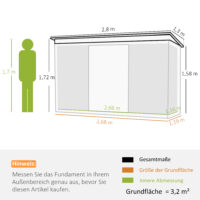 Gartenhaus Metall wetterfest mit Schiebetür für Garten