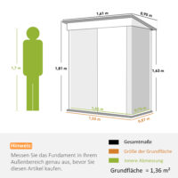 Gartenhaus abschliessbar mit Regal Stahl grau