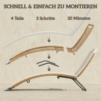 Gartenliege Sonnenliege verstellbar stabil mit Auflage Rattan