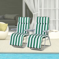 Gartenliegen Set klappbar mit Auflagen grün weiss
