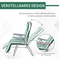 Gartenliegen Set klappbar mit Auflagen grün weiss