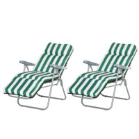 Gartenliegen Set klappbar mit Auflagen grün weiss