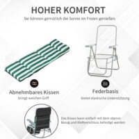 Gartenliegen Set klappbar mit Auflagen grün weiss