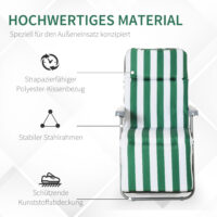 Gartenliegen Set klappbar mit Auflagen grün weiss