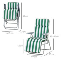 Gartenliegen Set klappbar mit Auflagen grün weiss
