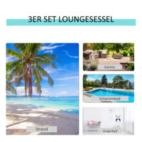 Gartenliegen Set 2 Sonnenliegen mit Beistelltisch wetterfest grau schwarz