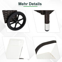 Gartenliegen Set 2 Liegen mit Tisch Polyrattan braun cremeweiss