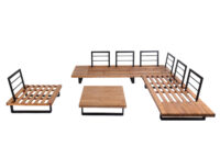 Garten Lounge Garnitur aus Akazienholz und Aluminium dunkelgrau