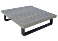 Garten Lounge Set aus Akazienholz und Aluminium grau mit dunklen Polstern