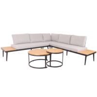 Garten Lounge Set aus Akazienholz mit Beistelltisch hellbraun