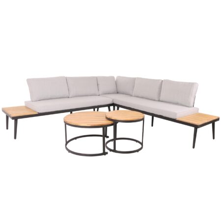 Garten Lounge Set aus Akazienholz mit Beistelltisch hellbraun